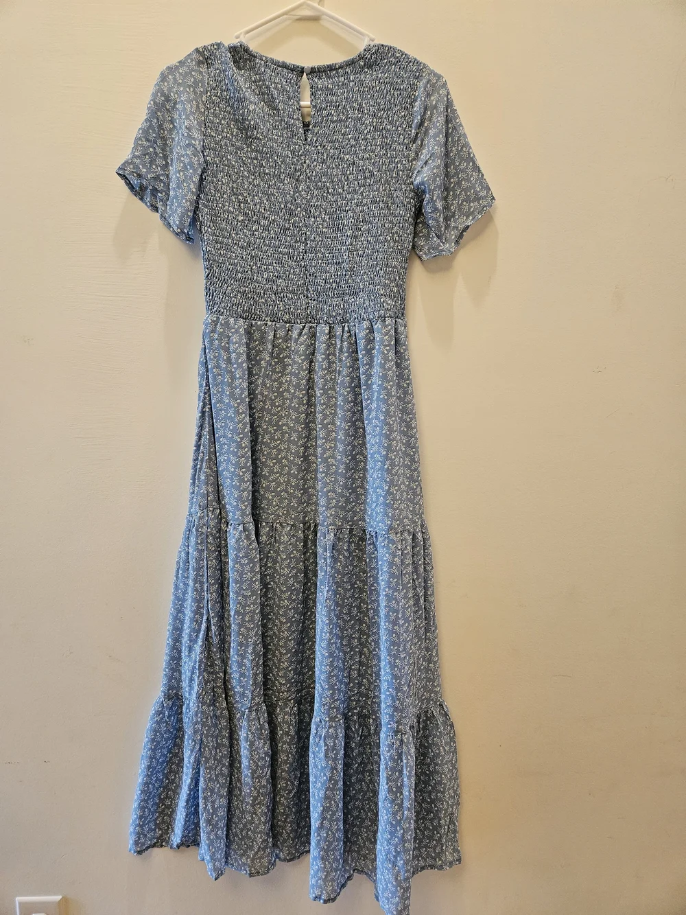 Blue Floral Smocked Maxi Dress - Picture 4 of 4